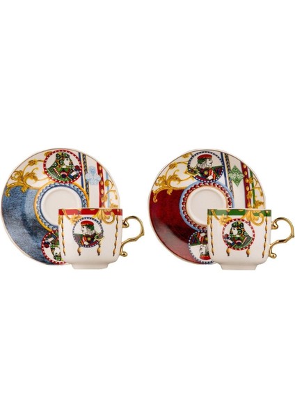 6'lı Renkli Seramik Çay Fincan Seti