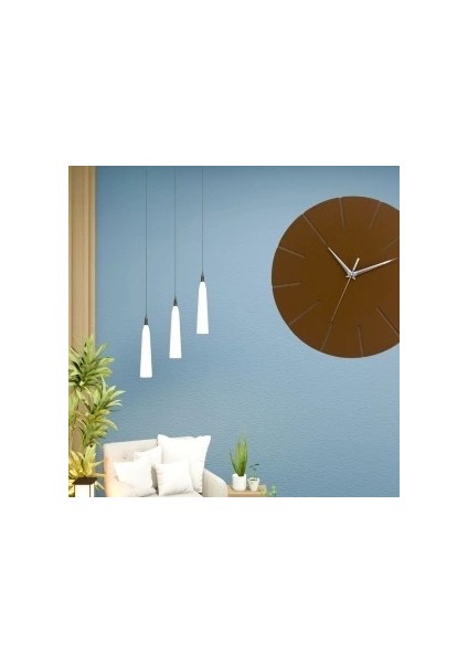 Ahşap Minimal Dekoratif Duvar Saati - 33X33 cm Kahverengi