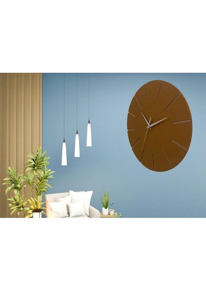 Ahşap Minimal Dekoratif Duvar Saati - 33X33 cm Kahverengi fiyatları