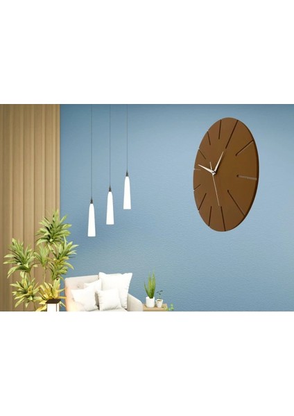 Ahşap Minimal Dekoratif Duvar Saati - 33X33 cm Kahverengi modelleri