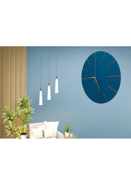 Ahşap Minimal Dekoratif Duvar Saati - 33X33 cm Indigo modelleri