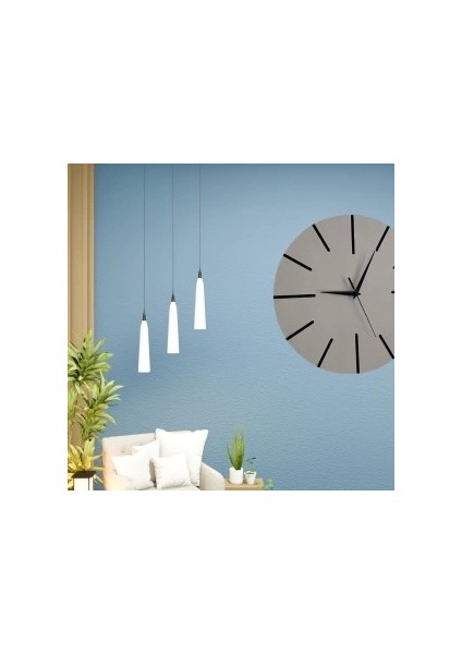 Ahşap Minimal Dekoratif Duvar Saati - 33X33 cm Gri