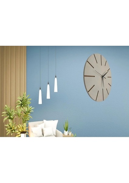 Ahşap Minimal Dekoratif Duvar Saati - 33X33 cm Krem modelleri