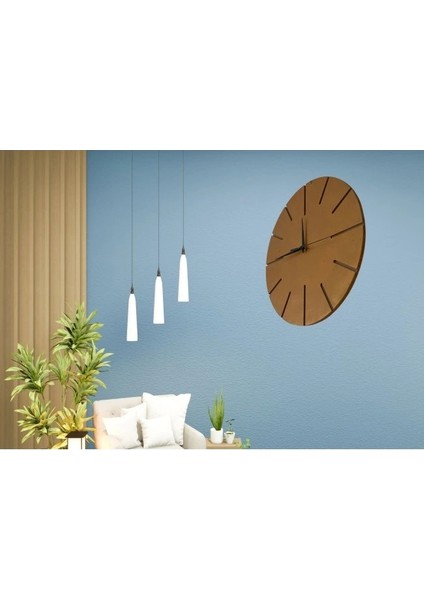 Ahşap Minimal Dekoratif Duvar Saati - 33X33 cm Açık Kahverengi modelleri