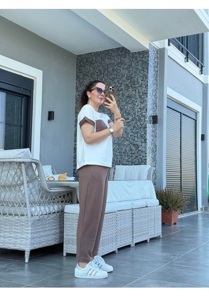 Kadın Kristal Kumaş Garnili Cep Detaylı Ikili Takım