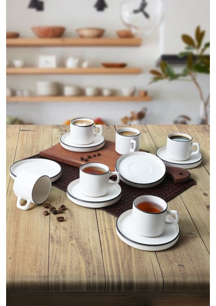 Şık 12 Parça Çay Takımı, 6 Kişilik, Beyaz, Zarif ve Kullanışlı Tasarım