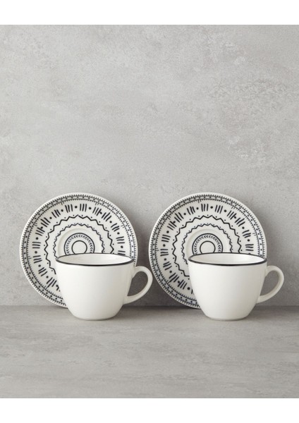 Şık 4 Parça Porselen Fincan Takımı, 220 Ml, 2 Kişilik, Siyah fiyatları