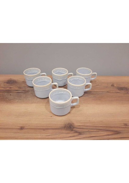 6'lı Parlak Buz Mavi Seramik Çay Fincanı Takımı fiyatları