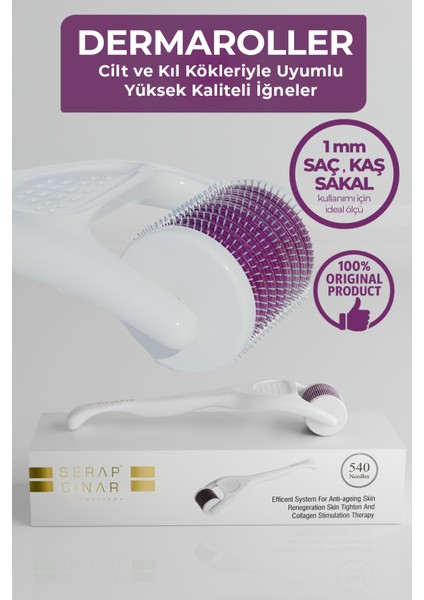 Çınar Dermaroller Beyaz Professional - Saç, Kaş, Sakal Serum Kullanıma Uygun Yeni Seri