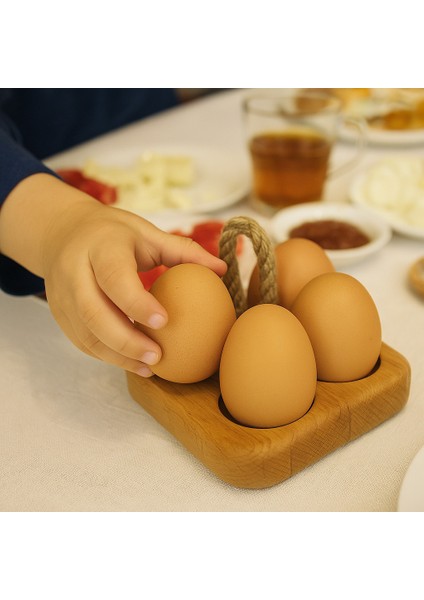 Fırınlanmış Kayın Ağacından Ipli Yumurta Sunumluğu