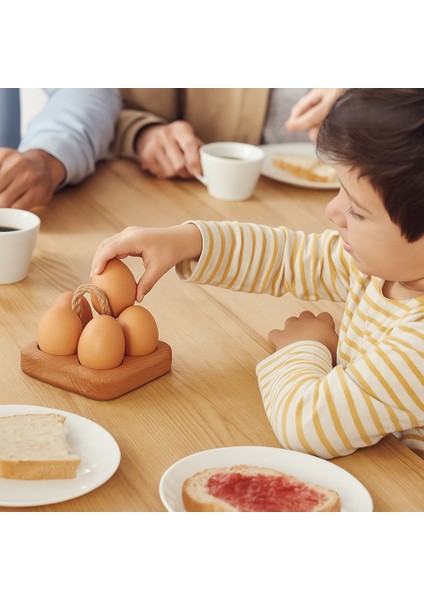 Fırınlanmış Kayın Ağacından Ipli Yumurta Sunumluğu