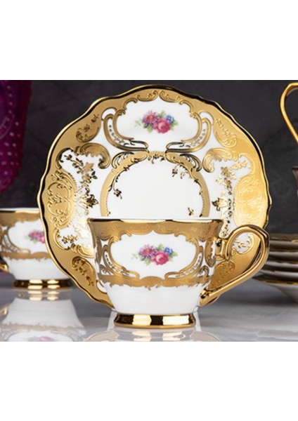 24 K Gold Çay ve Nescafe Fincan Takımı, Şık ve Zarif Tasarım