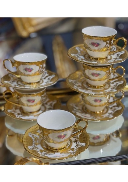 24 K Gold Çay ve Nescafe Fincan Takımı, Şık ve Zarif Tasarım modelleri