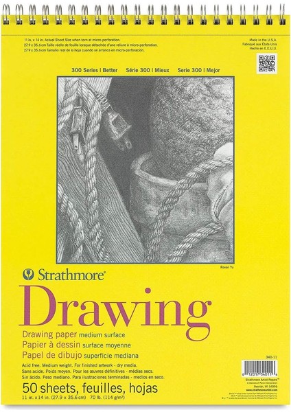 Resmi Kağıdı Strathmore Medium Çizimler Spiral Kağıt Ped 27,9 cm x 35,6 Cm, 50 Yaprak