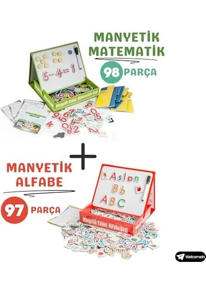 97 Parça Tabletli Alfabe Seti ve Manyetik Tabletli 98 Parça Matematik Seti