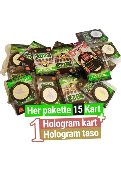 15 Adet Futbolcu Kartları + 1 Adet Hologram Futbolcu Kartı + 1 Adet Hologram Taso -Futbolcu Kartları