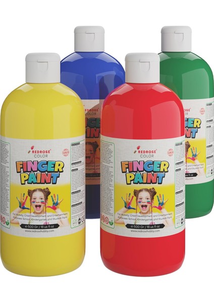 Rose Ana Renkler Parmak Boyası 4'lü Set 4X500 gr