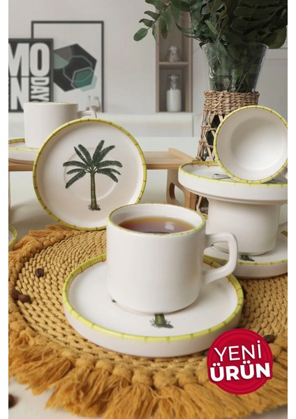 Renkli 12 Parça Çay Takımı, 6 Kişilik, Şık ve Kullanışlı Tasarım