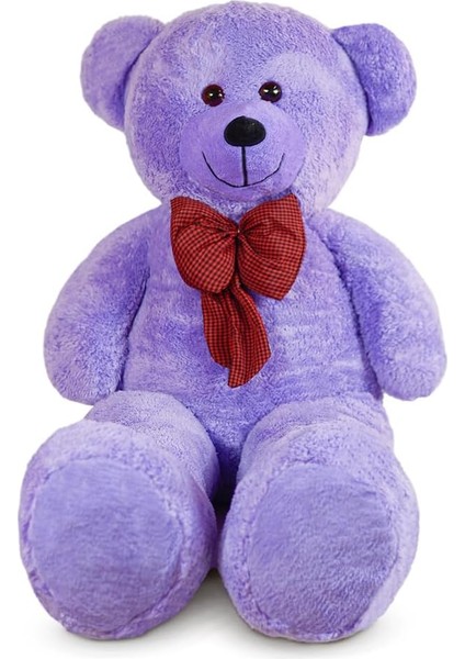 Oyuncak 130 cm Dev Pelüş Ayı, Papyonlu ve Sevimli Büyük Boy Ayıcık, Yumuşak Sarılmalık Peluş, Sevgiliye (Lila)