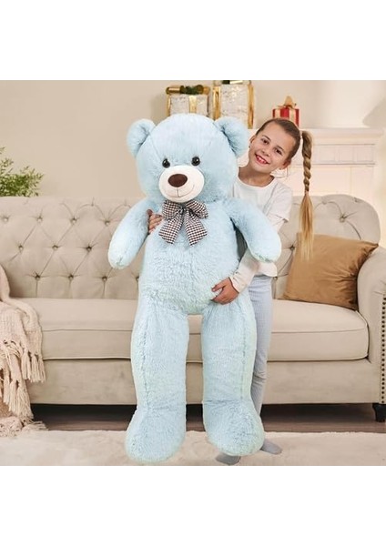 Özel Hediye - 140 cm Papyonlu Peluş Ayıcık... Açık Mavi fiyatları