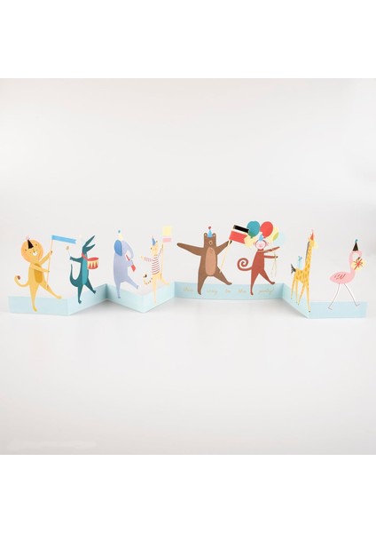 Meri - Animal Parade Concertina Card - Hayvanlar Geçit Töreni Tebrik Kartı