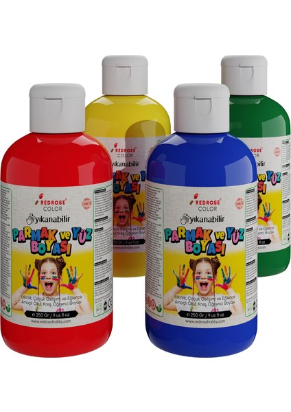 Rose Ana Renkler Parmak Boyası 4'lü Set 4X250 gr