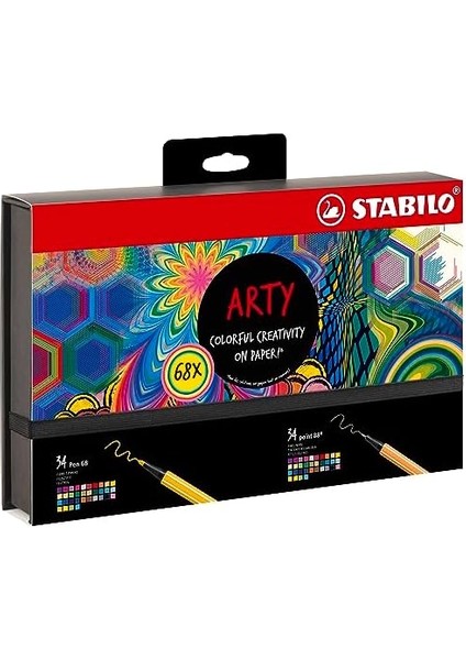 Arty Kreatif Set - Point 88 & Pen 68 - Ince Keçe Uçlu Kalem ve Keçe Uçlu Boya Kalemi - 68'li Paket - Çeşitli Renkler modelleri