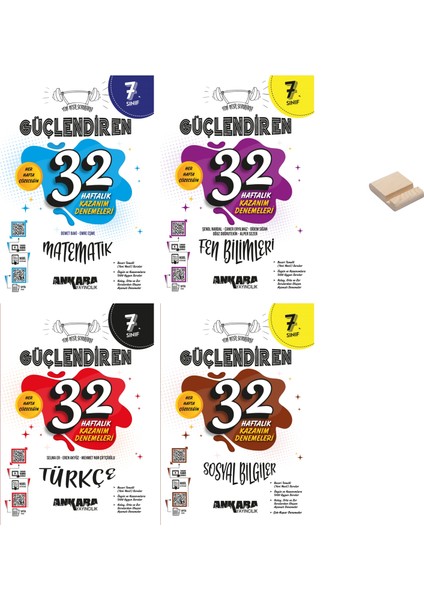 7. Sınıf Güçlendiren Matematik Fen Türkçe ve Sosyal 4lü Haftalık Denemeler + Telefon Tutucu