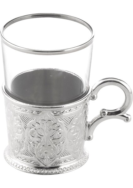 Yaldızlı 6 Kişilik Büyük Çay Seti, Şık ve Zarif Tasarım, Parlak Gümüş Görünüm modelleri