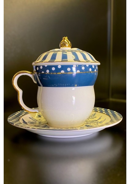 Mavi Kapaklı 2 Kişilik Çay ve Nescafe Fincan Seti modelleri