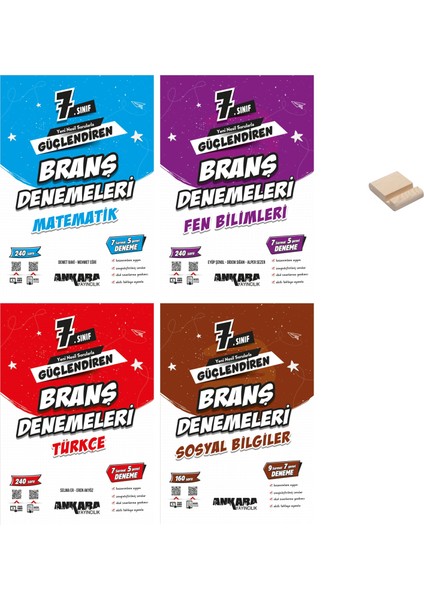 7. Sınıf Güçlendiren Matematik Fen Türkçe ve Sosyal 4lü Branş Denemeleri + Telefon Tutucu