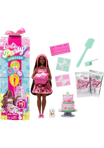 Parti Paketi™ Köpeğimin Doğum Günü Serisi - Sarışın Bebek ve Aksesuarlar Barbie Parti Paketi Minik Dostumun Doğum Günü Serisi Bebek ve Aksesuarlar, Işıltılı Kalpler Seti ve 10 Sürpriz JFG71