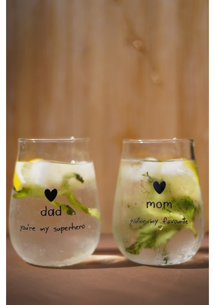 Caga Pinterest Family Mom Dad Desenli 2 Parça Bardak ve Borosilikat Cam Sürahi (900 Ml) Takım Seti fiyatları