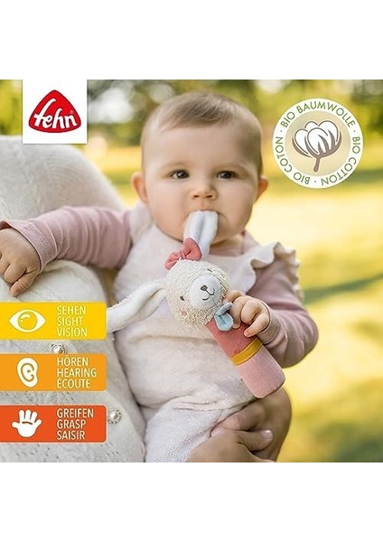 Fehn Çubuk Kavrama Oyuncağı Tavşan - Kavramak Için Çıngıraklı Motor Becerileri Oyuncağı - Organik Pamuklu Pelüş Hayvan Kavrama Oyuncağı- 0+Aylık Bebekler ve Küçük Çocuklar Için Oyuncak fiyatları