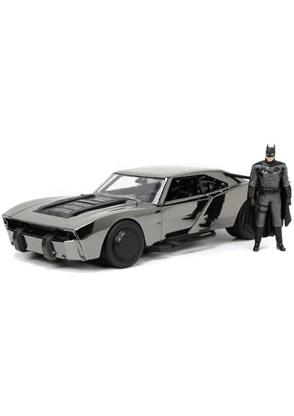 253215012, Batman Batmobile 2022 Comic Con 1:24, Lisanslı, Die-Cast (Metal), Açılabilen Parçalar (Kaput ve Kapı), 19 cm Figür ile Birlikte, Çok Renkli modelleri