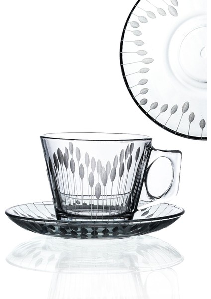 6'lı Renkli Vela Fincan Seti, 12 Parça, 195CC, Şık ve Desenli Tasarım