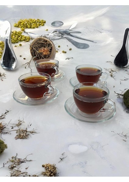 4'lü Şeffaf Çay Fincan Takımı, Zarif ve Şık Tasarım, Sıcak Içecekler Için Ideal