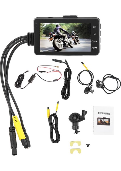 Motosikletler Için 720P 3 Inç LCD Ekran Çift Kamera Veri Gizli Kaydedici (Yurt Dışından)