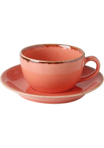 Turuncu ve Kırmızı Renkli Şık Çay Fincanı, 207 cc Kapasite, Elegan Tasarım
