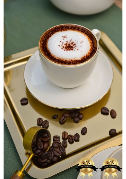 Altın Yaldız Detaylı 4'lü Porselen Çay Fincan Takımı, Şıklık ve Zerafet Sağlar modelleri