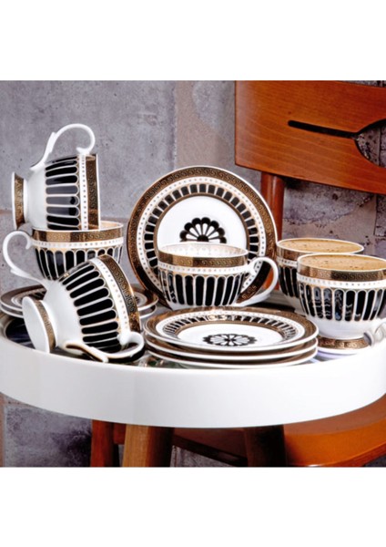 Şık ve Modern Türk Kahve Fincanı Takımı, Siyah Renkli, Zarif Tasarım.