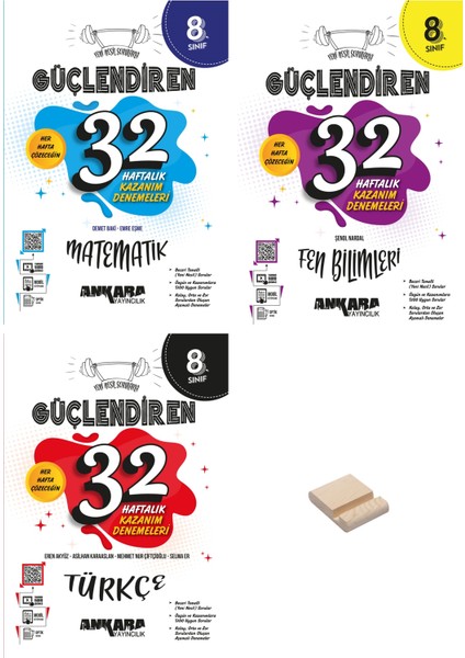 Lgs 8. Sınıf Güçlendiren Matematik Fen Bilimleri ve Türkçe 3lü Haftalık Denemeleri + Telefon Tutucu