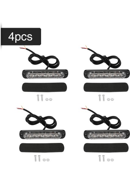 4 Adet 12-24 V Araba 6 LED Flaş Strobe Acil Uyarı Işık Grille Yanıp Sönen Light Sarı (Yurt Dışından)