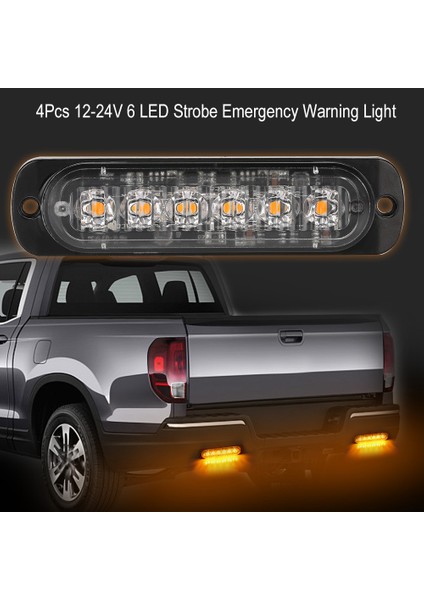 4 Adet 12-24 V Araba 6 LED Flaş Strobe Acil Uyarı Işık Grille Yanıp Sönen Light Sarı (Yurt Dışından) modelleri