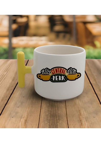 El Yapımı Friends Serisi Central Perk Sarı Kulp Kupa, 200 Ml, Şık ve Kullanışlı Tasarım
