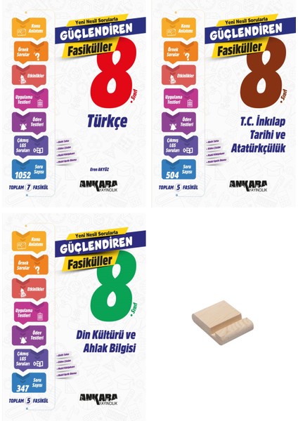 Lgs 8. Sınıf Güçlendiren Türkçe Inkılap Tarihi ve Din 3lü Fasikül Seti + Telefon Tutucu