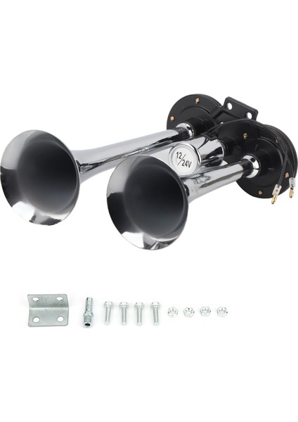 Evrensel Araba Pnömatik Havalı Korna Çift Trompet 130DB 12 V / 24 V Tren Oto Kamyon Kamyon Abs Metal (Yurt Dışından)