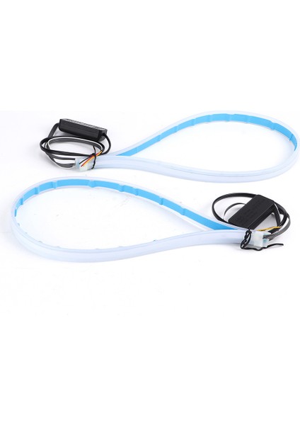 2 Adet 60 cm Mavi Araba Su Geçirmez Esnek LED Işık Şeridi Drl Dönüş Sinyali Tüp Lamba (Yurt Dışından)