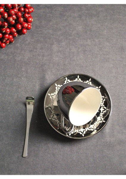 18 Parça Gümüş Çay Fincan Takımı, Şık ve Zarif Kahve Seti