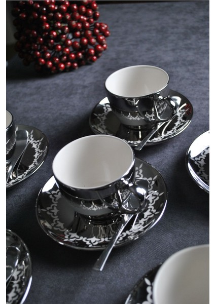 18 Parça Gümüş Çay Fincan Takımı, Şık ve Zarif Kahve Seti modelleri
